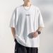 Summer Thin Loose Short Sleeved T-shirt For Men, Breathable Off Shoulder Top, Round Neck Five And A Half Sleeve T-shirt,_viptrois.com
