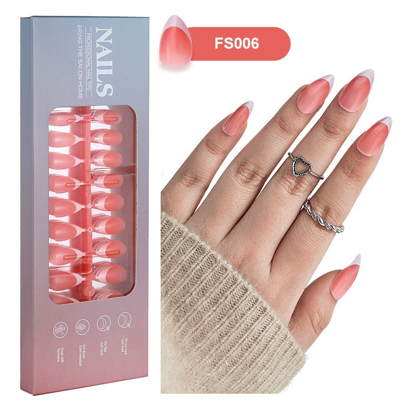 Nails French Nail Sheet Nail Patch Short Almond Nail Sheet Boxed 150_viptrois.com
