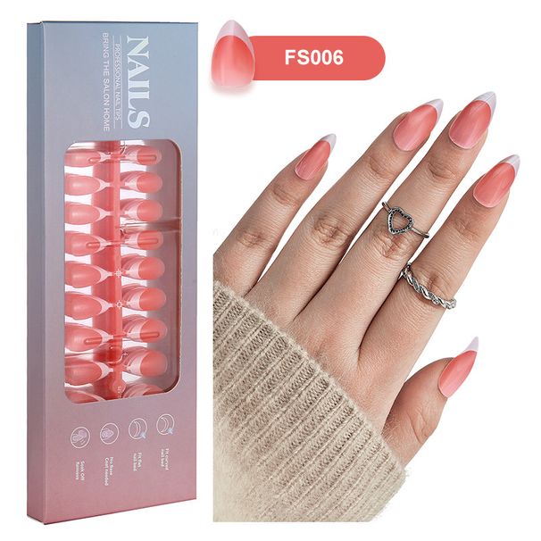 Nails French Nail Sheet Nail Patch Short Almond Nail Sheet Boxed 150_viptrois.com