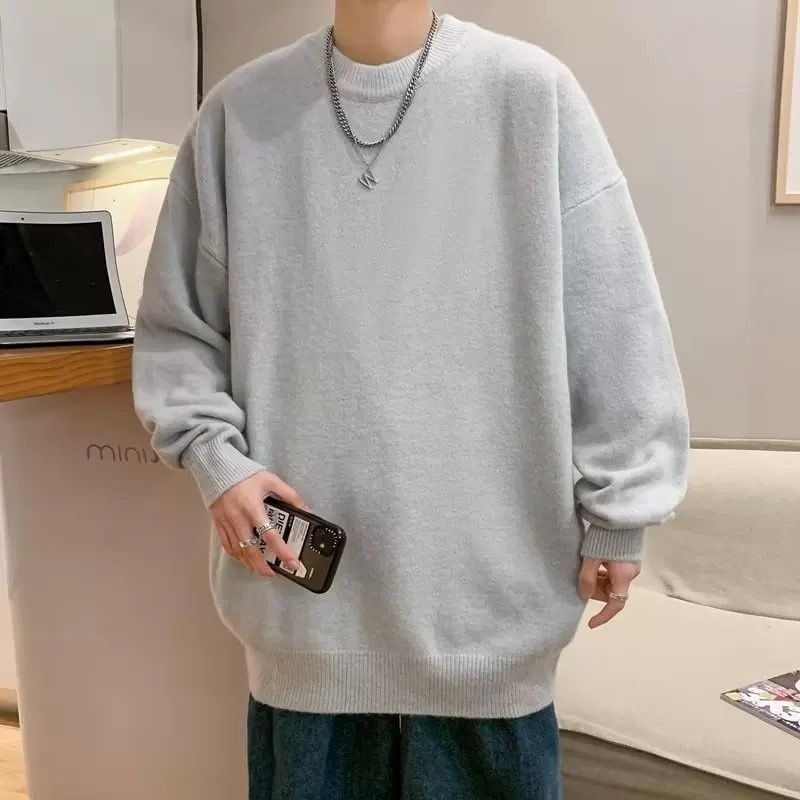 Pure Men's Sweater Autumn Winter New Loose Lazy Style High-end Japanese Retro Simple Trendy Brand Versatile Top Hot Item_viptrois.com