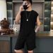 Men's Basketball Jersey Set - Summer Short Sleeve Vest & 5-Inch Shorts For Sports, Casual Wear, Team Uniform (Black/Gray)_viptrois.com