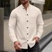 Men's Waffle Knit Button-Up Stand Collar Long Sleeve Shirt - Lightweight Breathable Casual Pullover For Fall (S-XXXL, Solid Colors)_viptrois.com