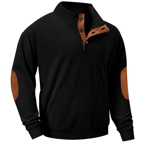 Men's Clothing Casual Stand Up Collar Long Sleeve Sports Sweatshirt With Pockets_viptrois.com