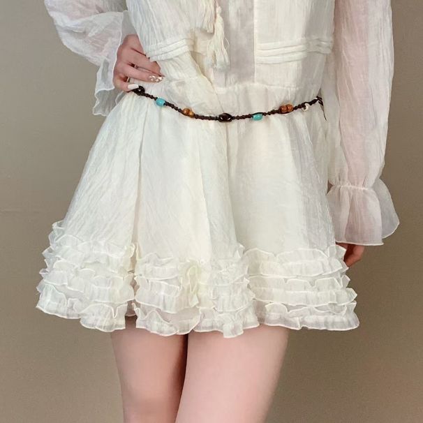 Braided Beaded Waist Chain - Retro Niche Belt For Women, Versatile Decorative Accessory With Design Sense_viptrois.com