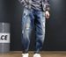 Large Size Men's Clothing Spring And Summer Broken Trendy Brand Jeans Men's 9 Points Plus Fat, Large Size Broken Nine Points Jeans Men's Thin_viptrois.com