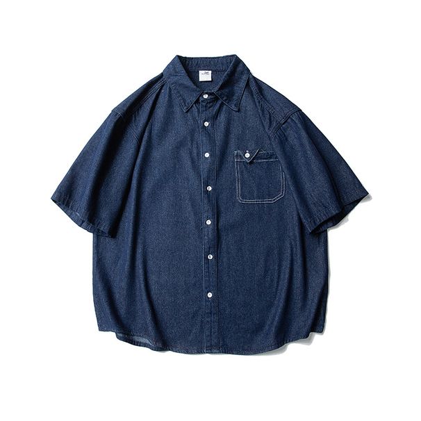 Men's Clothing Nanxia Qiaozhuang 2025 Summer New Japanese Retro Creative Pocket Denim Shirt Trendy Neutral Lapel Shirt_viptrois.com