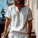 Men's Clothing New Men's Retro Cotton And Linen Casual Short Sleeved Shirt_viptrois.com