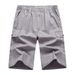 Men's Cargo Seven-Quarter Length, Summer New Style, Pure Cotton, Multi-Pocket, Beach Shorts, Dad's Elastic Waist_viptrois.com