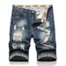 Men's Clothing New Style Ripped Patch Jeans Cuff Patch Denim Shorts_viptrois.com