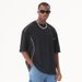 Men's Streetwear Mesh-Panel Cotton Tee – Oversized Fit, Breathable Short Sleeve (S-XXL, 240GSM, Black/White)_viptrois.com