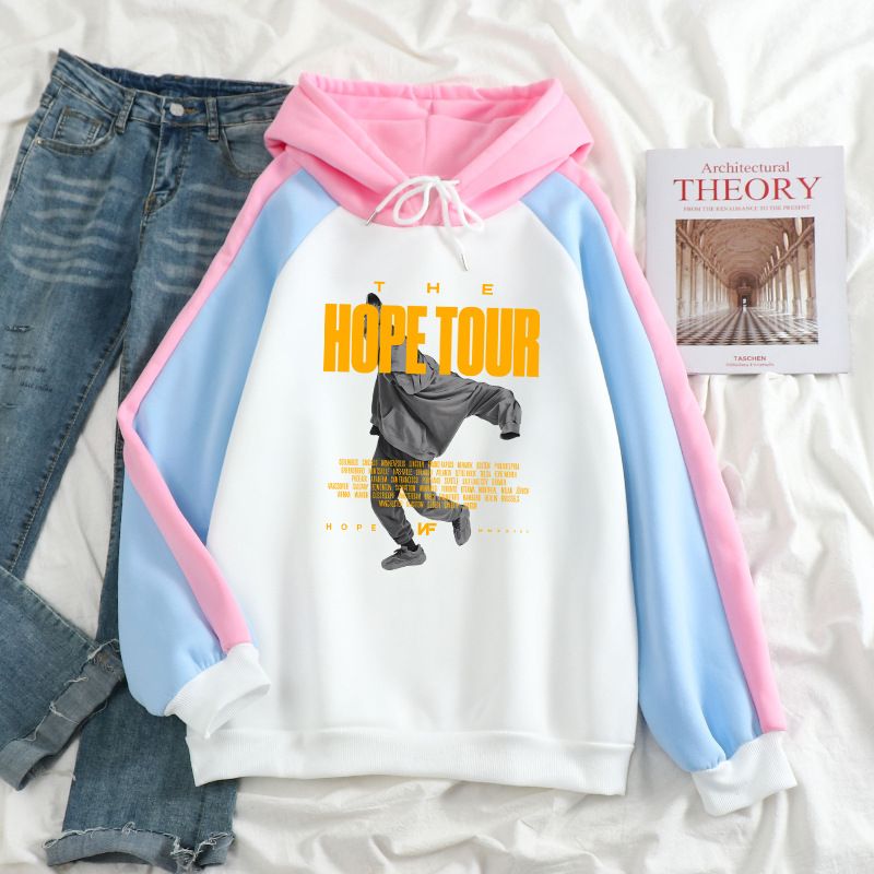 American Style Color Block Sweatshirt For Men Loose Fit THE HOPE TOUR Pullover Outerwear Cool Top_viptrois.com