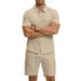 Men's Solid Color Collared Shirt Summer Sporty Casual Short Sleeved With Multiple Pockets New Suit_viptrois.com