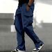 Men's Utility Cargo Pants – High-Waisted Drawstring Waist With Flap Pockets & Side Straps (S-XXXL, Black/Khaki/Navy/Light Blue)_viptrois.com