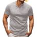 24 Fashion Men's Short Sleeve Button T-Shirt Henley Collar Bamboo Fiber Summer Casual Solid Color Trendy Men_viptrois.com