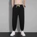 Men's Wide Leg Pants Summer Thin Ice Silk Drape Elastic Striped Casual Loose Straight Sports Trousers Trendy Cotton Garment_viptrois.com