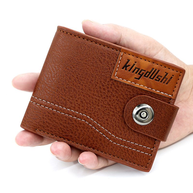 Wallet Card Cases Men's Short Wallet Stitching Men's Wallet Magnetic Buckle Zipper Coin Bag With Multiple Card Slots_viptrois.com