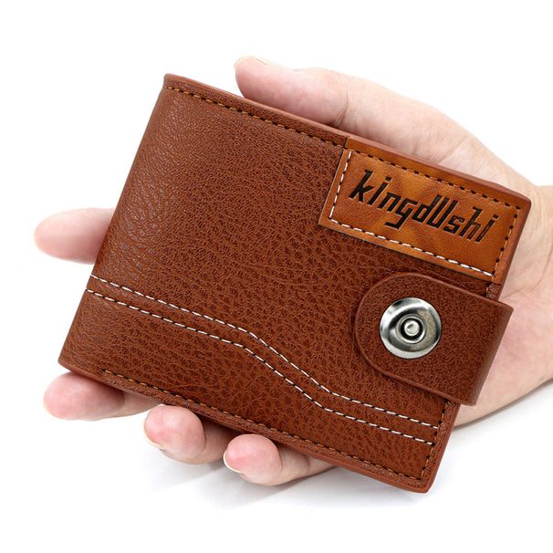 Wallet Card Cases Men's Short Wallet Stitching Men's Wallet Magnetic Buckle Zipper Coin Bag With Multiple Card Slots_viptrois.com