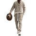2 Fashionable Men's Casual Trousers V-neck Versatile Jacquard Knitted Sweater Men's Autumn Suit_viptrois.com