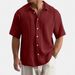 Men's Loose Casual Cotton Shirt Summer New American Style Short Sleeved Top For Men_viptrois.com