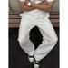 Men's Clothing Cotton Antibacterial Breathable Men And Women All Match Solid Color Straight Casual Pants White Elastic Waist Pants_viptrois.com