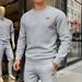 New Arrival Outdoor Casual Sports Men's Simple Commuting Loose Textured Crew Neck Sweatshirt_viptrois.com