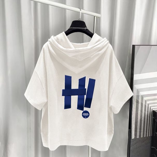 Men's Clothing Men's Hooded T-Shirt Short Sleeve Loose Fit Style Letter Print Summer Trend Thin Sweatshirt For Formal & Casual_viptrois.com