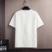 Men's Ice Silk Striped T-Shirt Short-Sleeved Lightweight Trendy Textured Top For Summer Five Quarter Sleeve New_viptrois.com