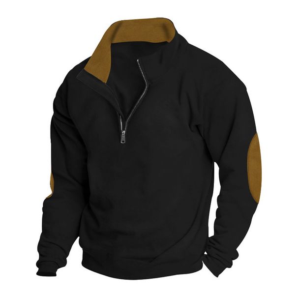 2027 Fashion European-USA Style Outerwear Youth/Men Stand Collar Half Zipper Long Sleeve Casual Sweatshirts_viptrois.com