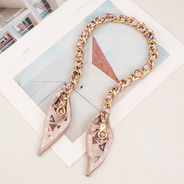 Bag Straps Single-shoulder Replacement Bag Chain, Silk Scarf Woven Decorative Bag Strap, Bag Chain, Long Metal, Simple Hand-held Underarm_viptrois.com