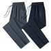 Men's Lightweight Breathable Jogger Pants - High Waist Loose Fit Elastic Waistband Casual Trousers For Summer, Black Grey Blue (Straight & Tapered Leg_viptrois.com