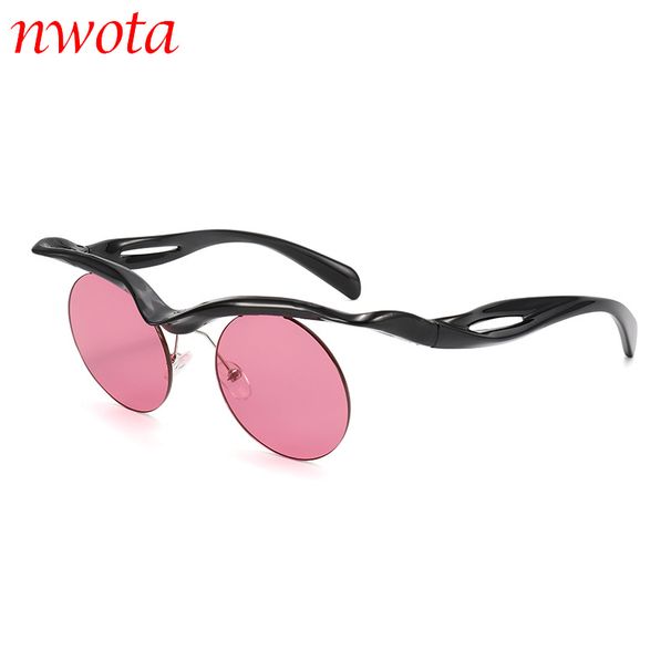 New Fashion Personality Round Frame Sunglasses Female Trend Ins Net Red Same Personality Half Frame Sunglasses T1303_viptrois.com