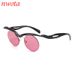 New Fashion Personality Round Frame Sunglasses Female Trend Ins Net Red Same Personality Half Frame Sunglasses T1303_viptrois.com
