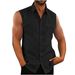 Men's Clothing Men's Shirt Double Pocket Cotton And Linen Sleeveless Shirt Casual Vacation Shirt_viptrois.com