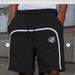 Men's Euro-American Style Side Stripe Shorts - Black Athletic Shorts With Star & B-Logo Embroidery, Drawstring Waistband, Loose Fit Casual Sportswear_viptrois.com