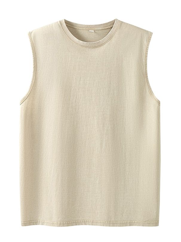Sommer Herren Tanktops Aus Gewaschener Baumwolle, Muskel-Fitnessstudio, Ärmellose Workout-T-Shirts, Laufen, Strand, Lose Cutoff-T-Shirts_viptrois.com