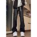 Men's Clothing Cleanfit High Street Scimitar Jeans Men's Design Sense High Waist Flared Pants Slim Fit Straight Trousers_viptrois.com