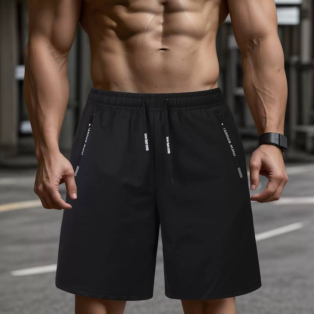 2025 Large-size Men's Loose Sports Shorts With Side Pockets And Concealed Zippers_viptrois.com