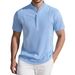 2025 European And American Men's Semi-cardigan T-shirt Summer Striped Short-sleeved Casual Business Top_viptrois.com