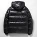 Unisex Black Gold Puffer Jacket - Short-Length Winter Coat With 3D Star Embroidery, Streetwear Outerwear_viptrois.com