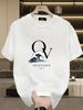 Men's 100% Cotton OV Ocean Wave Print Tee, OCEVANT BALI Light Luxury Casual Round Neck Tropical Vintage Short Sleeve T-shirt_viptrois.com