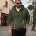Men's Clothing Zip-Up Hoodie With Jacquard Detailing - Multi-Pocket Streetwear Pullover | Casual Athletic Wear In White/Grey/Black/Khaki/Army Green_viptrois.com