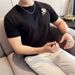 Men's Slim Fit Cotton T-Shirt - Round Neck Daisy Embroidery Half Sleeve Tee_viptrois.com