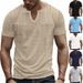 American Style Summer Men's Linen Bamboo Loose Breathable Casual V-neck INS Quick-dry Short Sleeve T-shirt_viptrois.com