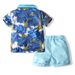 Mother & Kids manufacturers foreign trade children's clothing 2024 summer new boys tropical leaf print polo shirt casual pants suit_viptrois.com
