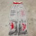 Trendy Faux Two Piece Wide Leg Pants for Teenagers Couples Hip Hop Style Spray Painted Series Men's Clothing Wholesale_viptrois.com