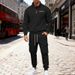 Independent Station Large Size Winter Velvet Half Zipper Stand-up Collar Pullover Solid Color Casual Sweater Tooling Trousers Suit Men_viptrois.com