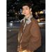 American Style Mountain Eagle Fur Collar Coat For Men, Autumn And Winter, Fleece Lined, Thickened, Airplane Button,_viptrois.com