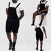 Men's Clothing Large Size Retro Men's Denim White Black Circle Shorts One Piece Overalls_viptrois.com