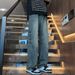 Streetwear Lightning Wash Jeans – Vintage High-Street Relaxed Fit With Artistic Crackle Fading & Unisex Styling_viptrois.com