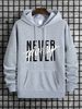 Men's Autumn And Winter Casual And Fashionable Loose Hoodie, Never Give Up Print Warm Long Sleeved Pullover Sweater_viptrois.com